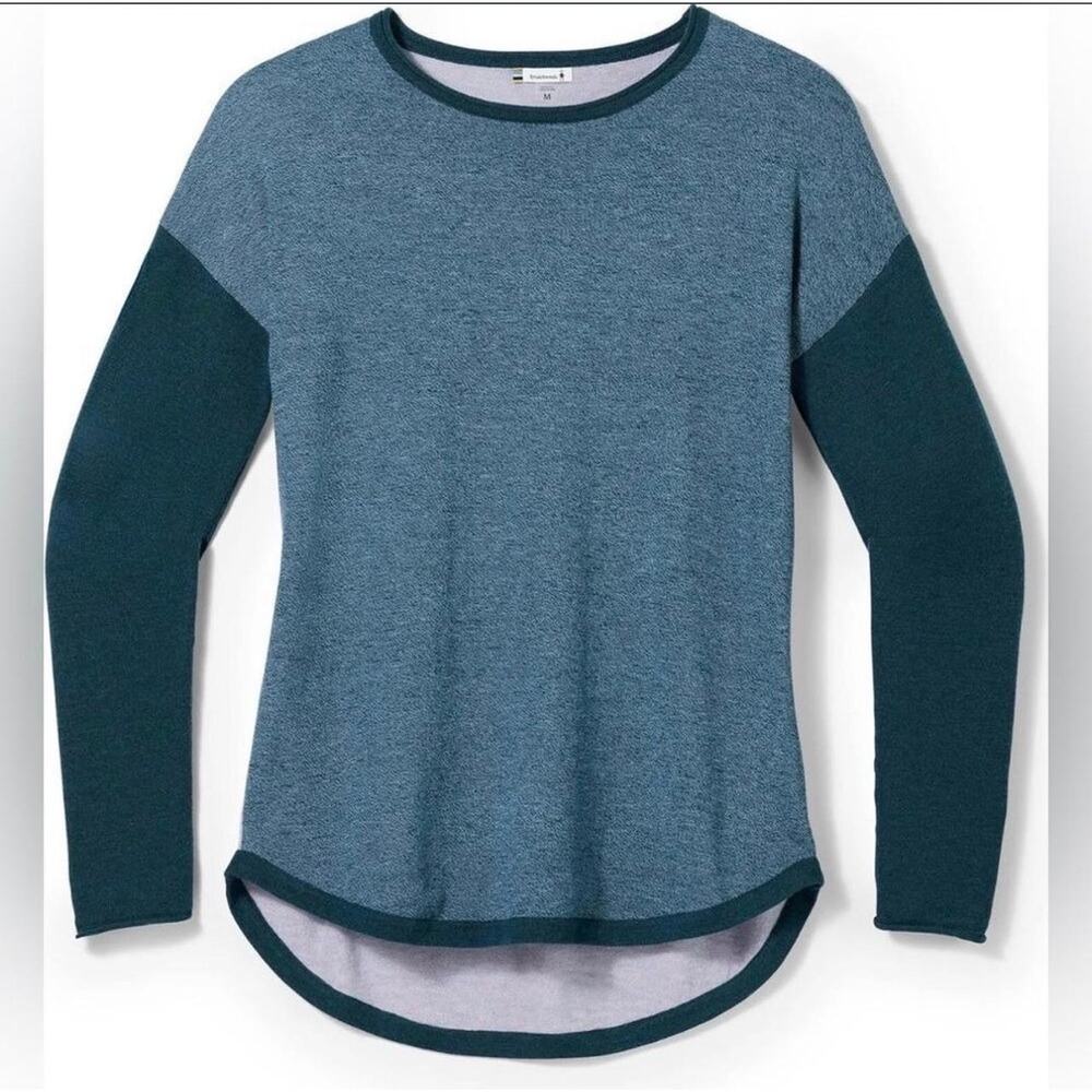 Smartwool Shadow Pine Colorblock Lightweight Knit Sweater Blue Size Small